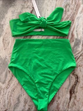 NWT Susana Monaco Green High-Waist Bikini Set with Knot Bandeau